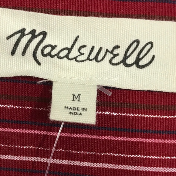NWT Madewell Swingy Peasant Top in Metallic Stripe Size Medium - Picture 8 of 9